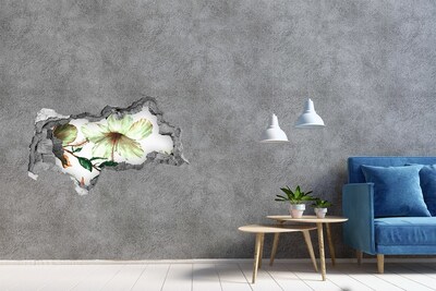Vinilo efecto 3d pared rota irregular Mural de flores a través de un agujero en la pared