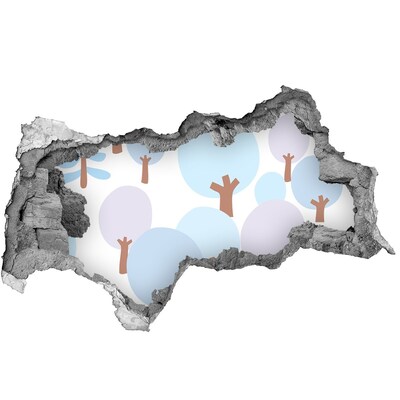 Vinilo efecto 3d pared rota irregular Paisaje con árboles