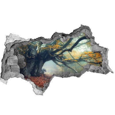 Vinilo efecto 3d pared rota irregular El bosque encantado en su manto otoñal