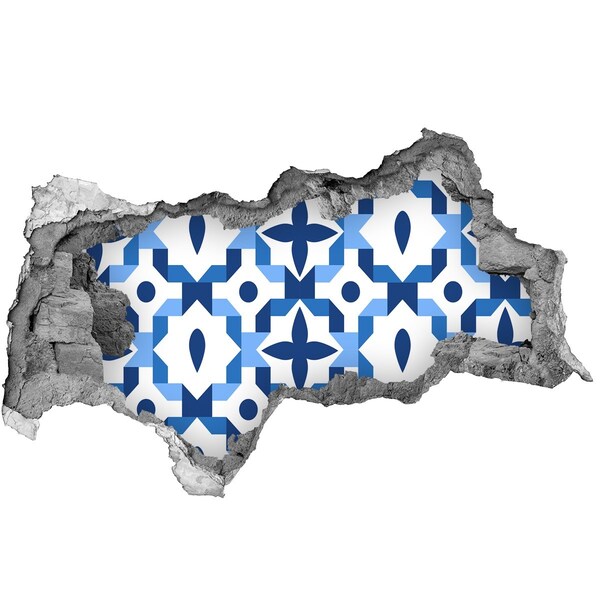 Pegatina decorativa agujero en la pared 3d Patrones azules en la pared