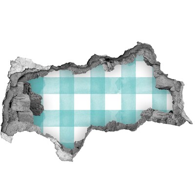 Vinilo adhesivo boquete en la pared rota Una pared dañada con una cuadrícula azul.