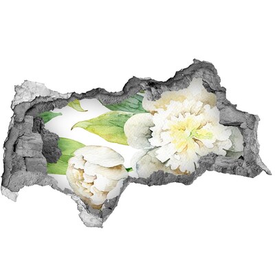 Fotomural autoadhesivo efecto agujero 3d Flores en una pared en ruinas
