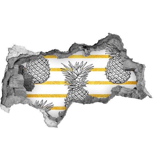 Samoprzylepna naklejka beton Ananas na tle złotych pasków