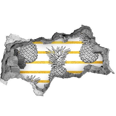 Samoprzylepna naklejka beton Ananas na tle złotych pasków