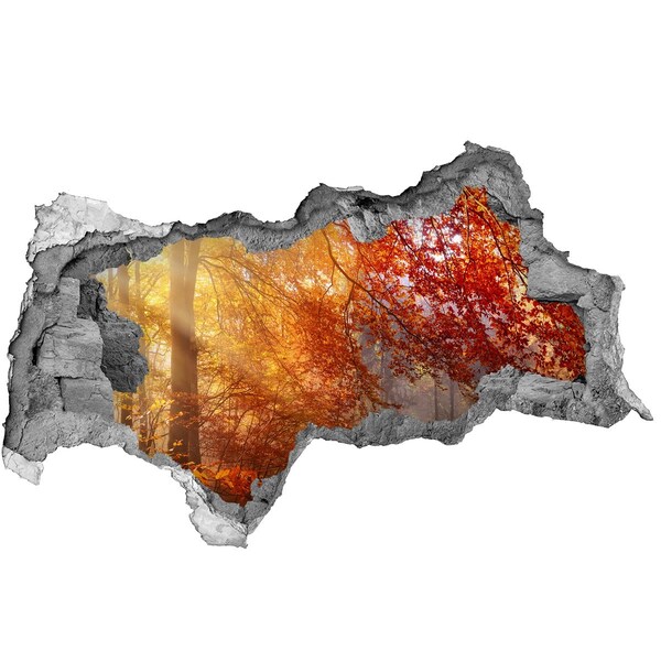 Fotomural autoadhesivo efecto agujero 3d Otoño dorado en el bosque