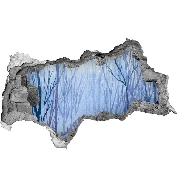 Fotomural autoadhesivo efecto agujero 3d Paisaje invernal a través de un agujero en la pared.