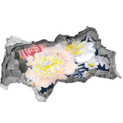 Vinilo adhesivo boquete en la pared rota Jardín de flores detrás del muro