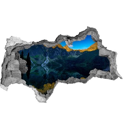 Fotomural autoadhesivo efecto agujero 3d Paisaje de montaña con un lago