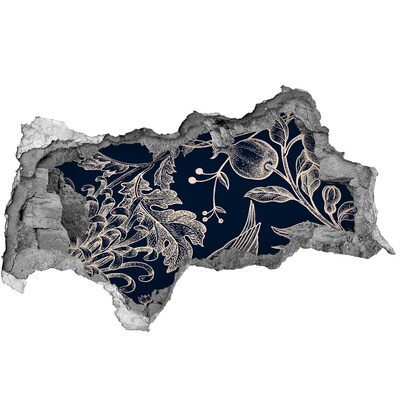 Fotomural autoadhesivo efecto agujero 3d Un pájaro contra el fondo de la vegetación.