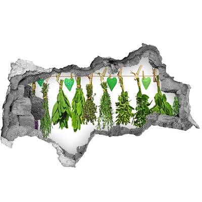 Pegatina decorativa agujero en la pared 3d Jardín de hierbas en un agujero en la pared