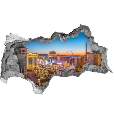 Vinilo efecto 3d pared rota irregular Las Vegas de noche