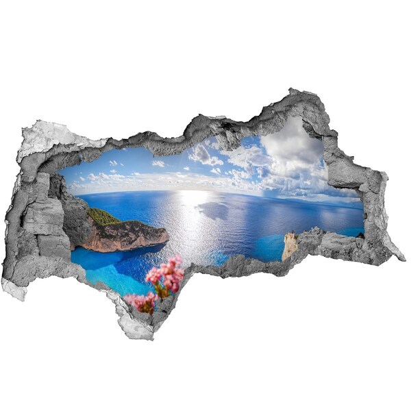 Pegatina decorativa agujero en la pared 3d Vista desde el acantilado sobre el mar