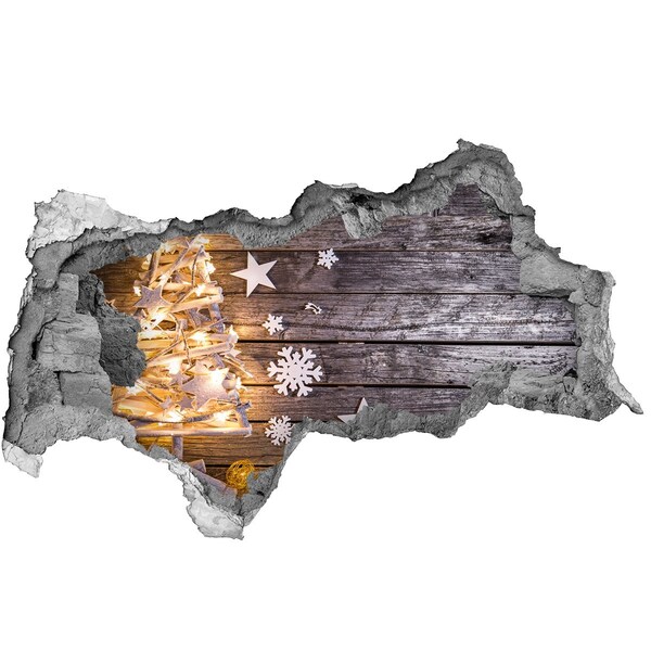 Vinilo adhesivo boquete en la pared rota Paisaje invernal con adornos navideños