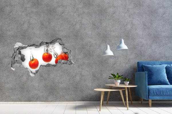 Vinilo efecto 3d pared rota irregular Tomates jugosos en agua