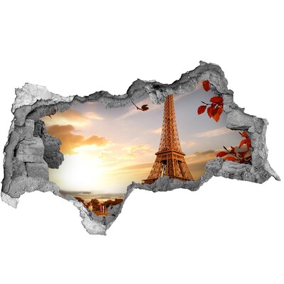 Fotomural autoadhesivo efecto agujero 3d La Torre Eiffel al atardecer