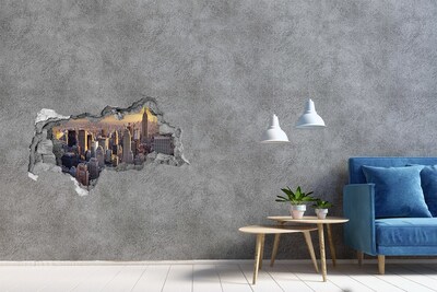 Vinilo efecto 3d pared rota irregular Vista de Nueva York