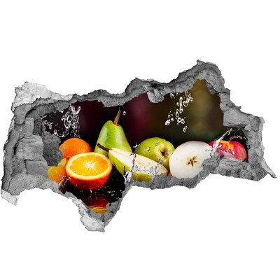 Fotomural autoadhesivo efecto agujero 3d El paraíso de las frutas detrás del muro