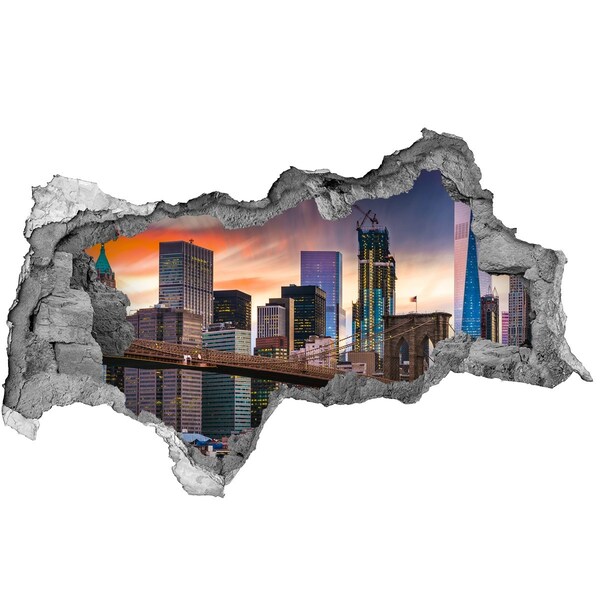 Vinilo efecto 3d pared rota irregular Puente de Brooklyn en Nueva York