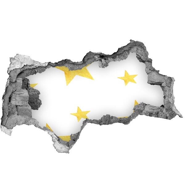 Pegatina decorativa agujero en la pared 3d Estrella dorada sobre fondo blanco