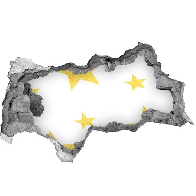 Pegatina decorativa agujero en la pared 3d Estrella dorada sobre fondo blanco