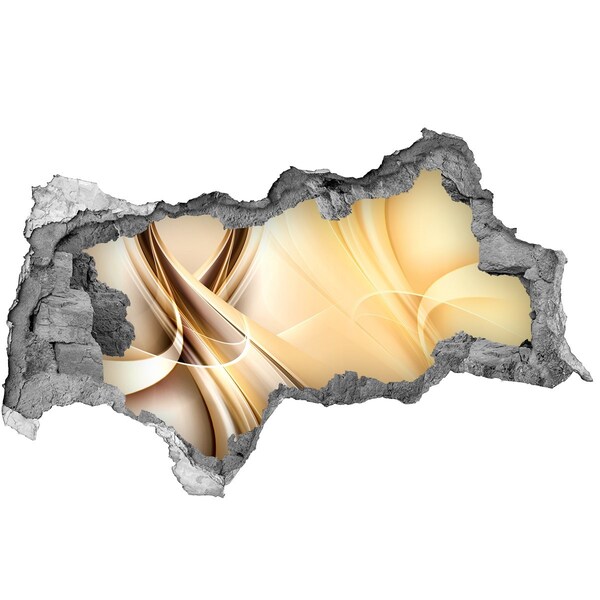 Fotomural autoadhesivo efecto agujero 3d Abstracción dorada en un agujero en la pared.