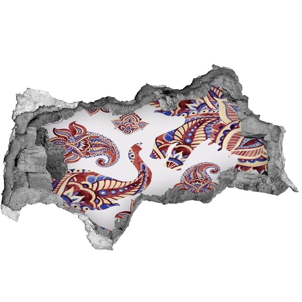 Vinilo adhesivo boquete en la pared rota Patrones coloridos en un agujero en la pared.