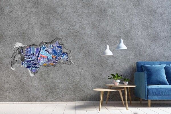 Vinilo efecto 3d pared rota irregular Jardín tropical en un agujero en la pared
