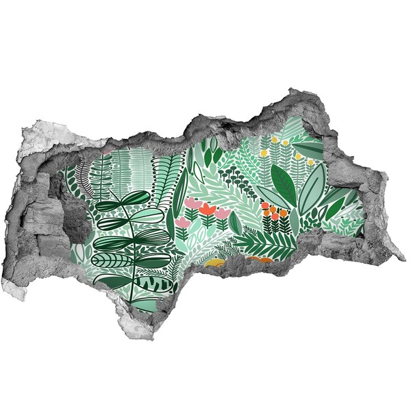 Vinilo adhesivo boquete en la pared rota Jardín de flores en un agujero en la pared