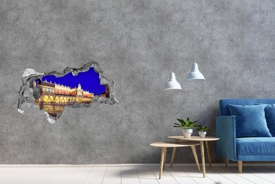 Fototapeta dziura na ścianę 3d Krakowski Rynek Główny w nocy