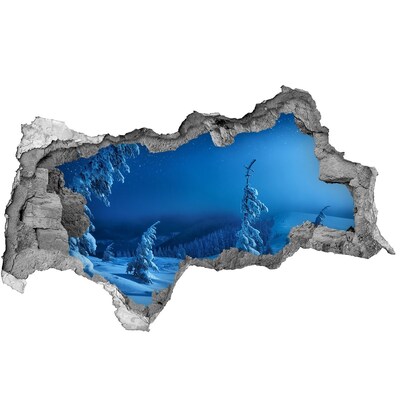 Vinilo efecto 3d pared rota irregular Paisaje invernal en las montañas