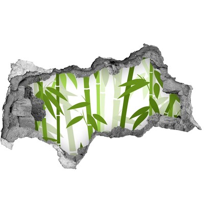 Fotomural autoadhesivo efecto agujero 3d Bambú en un agujero en la pared