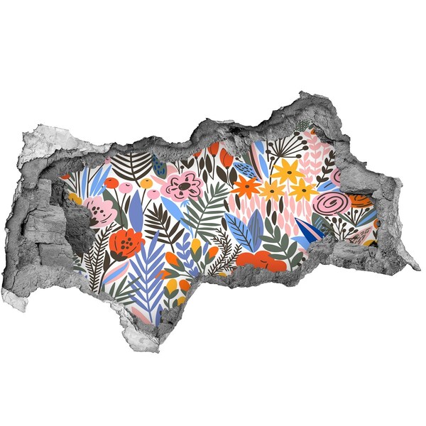 Vinilo efecto 3d pared rota irregular Mural de flores a través de un agujero en la pared