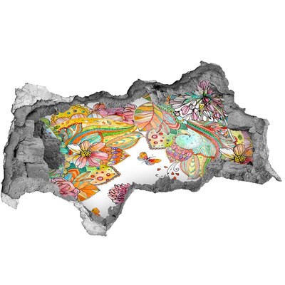 Dziura 3d fototapeta naklejka Kwiatowy raj za murami