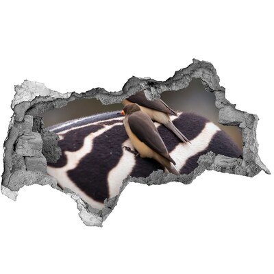 Pegatina decorativa agujero en la pared 3d Pájaros en el lomo de una cebra