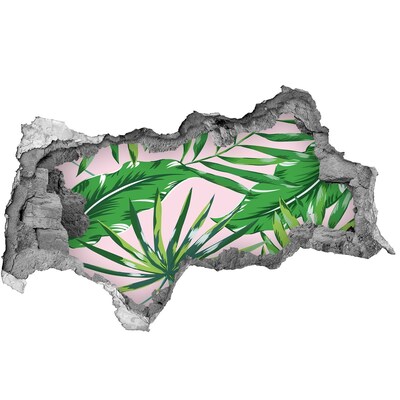 Vinilo efecto 3d pared rota irregular Un oasis tropical en un agujero en la pared.