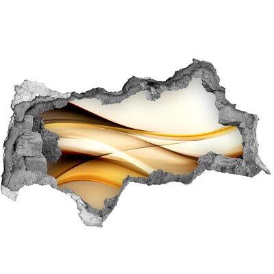 Fotomural autoadhesivo efecto agujero 3d Olas doradas en un agujero en la pared