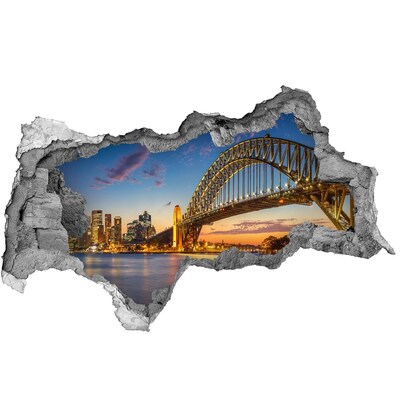 Dziura 3d w ścianie naklejka Most Sydney w zachodzącym słońcu
