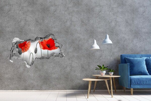 Vinilo adhesivo boquete en la pared rota Flores en un agujero en la pared