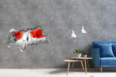 Vinilo adhesivo boquete en la pared rota Flores en un agujero en la pared