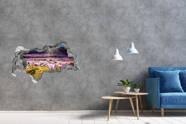 Fotomural autoadhesivo efecto agujero 3d Un campo de flores bajo el sol