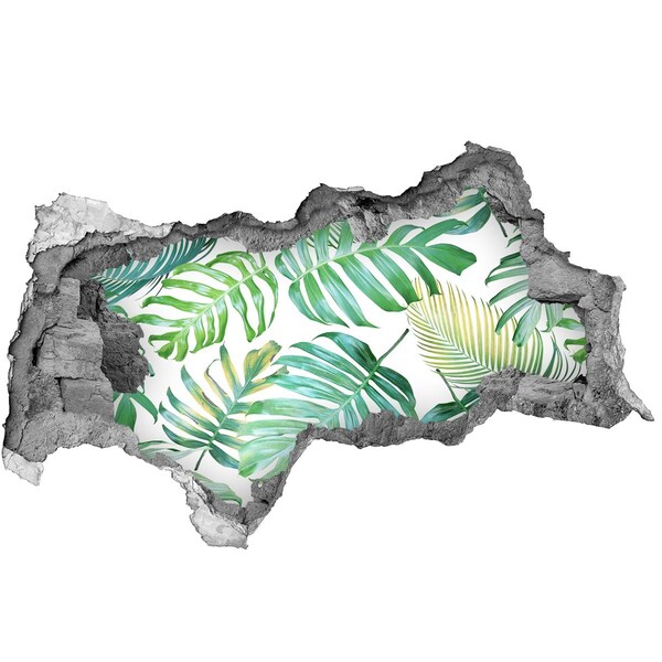 Vinilo adhesivo boquete en la pared rota Jungla verde detrás del muro