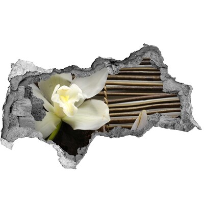 Pegatina decorativa agujero en la pared 3d Un oasis floral entre las piedras.