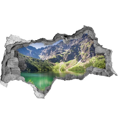 Vinilo efecto 3d pared rota irregular Paisaje de montaña junto al lago
