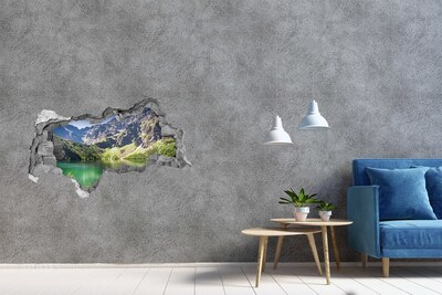 Vinilo efecto 3d pared rota irregular Paisaje de montaña junto al lago