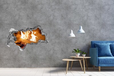 Pegatina decorativa agujero en la pared 3d Chimenea encendida
