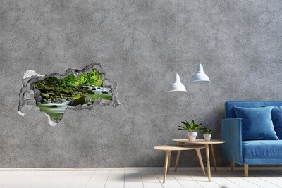 Pegatina decorativa agujero en la pared 3d Cascada en el bosque tropical