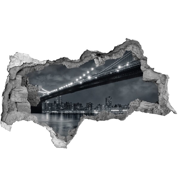 Fotomural autoadhesivo efecto agujero 3d Puente de Brooklyn de noche