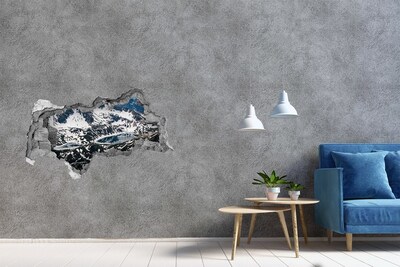 Vinilo adhesivo boquete en la pared rota Lago de montaña en los Alpes