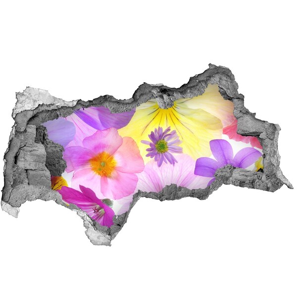 Fotomural autoadhesivo efecto agujero 3d Paraíso de flores a través de un agujero en la pared