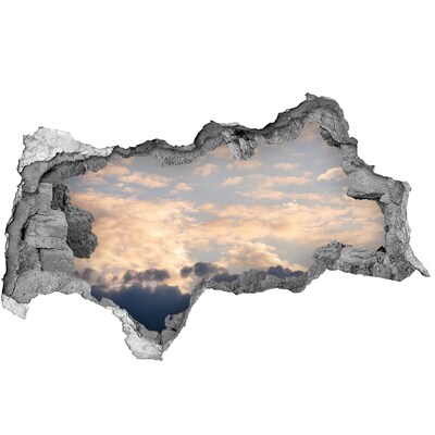 Vinilo efecto 3d pared rota irregular El cielo está en las nubes.